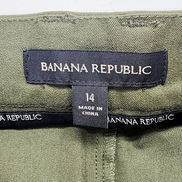 Banana Republic Cropped pants Womens High-Rise Straight-Leg  Olive Green Size 14 - Picture 3 of 13